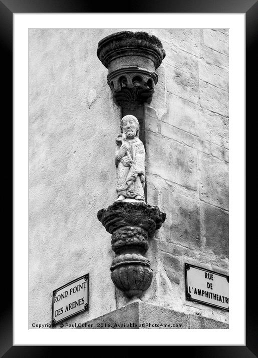 Medieval Statue with key - Monochrome. Framed Mounted Print by Paul Cullen