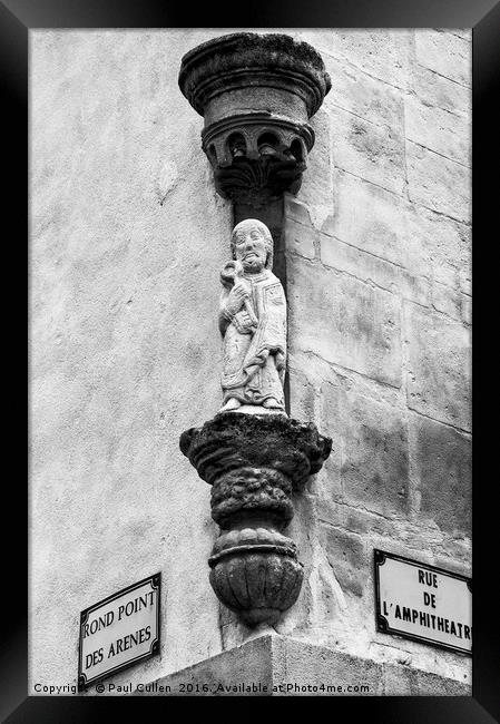 Medieval Statue with key - Monochrome. Framed Print by Paul Cullen