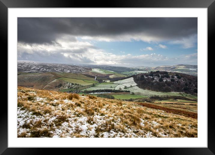 Snowy Glossop landscape Framed Mounted Print by Andrew Kearton