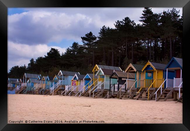 Wells Beach Huts Framed Print by Catherine Fowler
