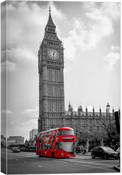 Big ben and Red Bus  Canvas Print by chris smith
