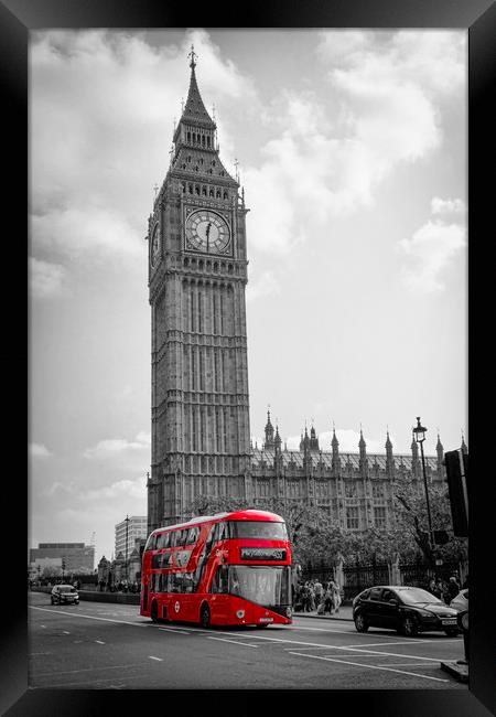 Big ben and Red Bus  Framed Print by chris smith