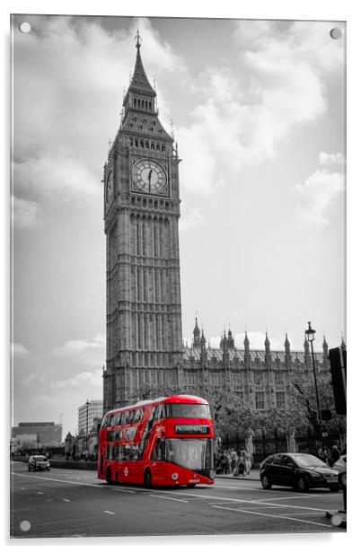Big ben and Red Bus  Acrylic by chris smith