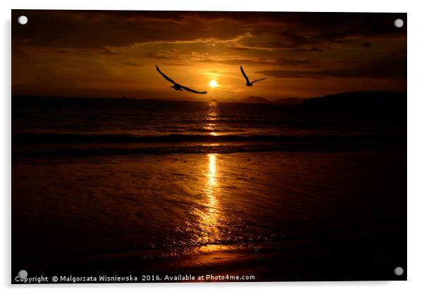 Thailand Sunset Acrylic by Malgorzata Wisniewska