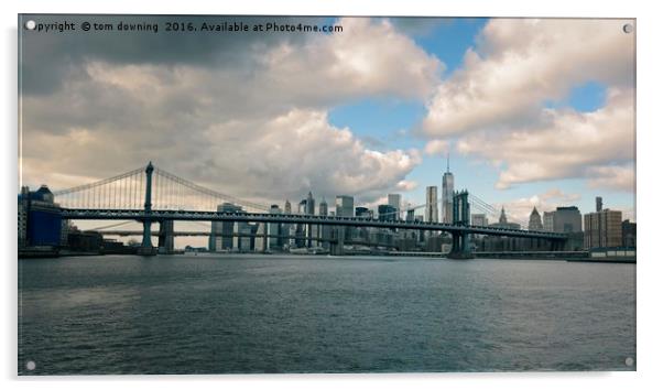 Manhattan Bridge Acrylic by tom downing