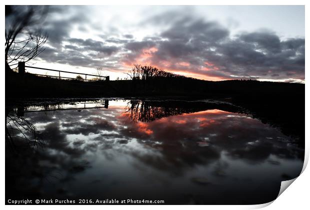 Fiery Sunset Reflection & Floods After Storm Imoge Print by Mark Purches