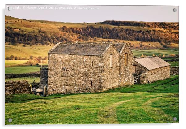 Stone barns Reeth Yorkshire Acrylic by Martyn Arnold
