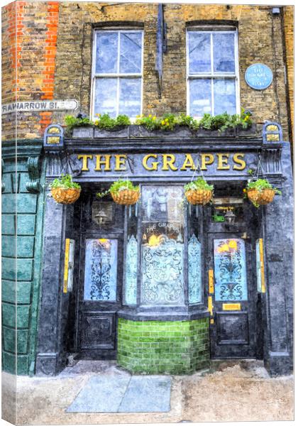 The Grapes Pub London Art Canvas Print by David Pyatt
