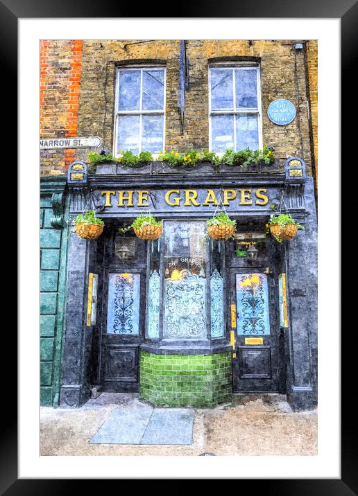 The Grapes Pub London Art Framed Mounted Print by David Pyatt
