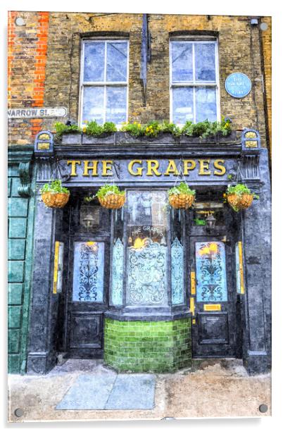 The Grapes Pub London Art Acrylic by David Pyatt