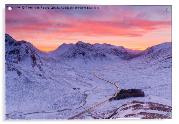 A82 light trails at dusk, Glencoe, Scotland, UK Acrylic by Daugirdas Racys