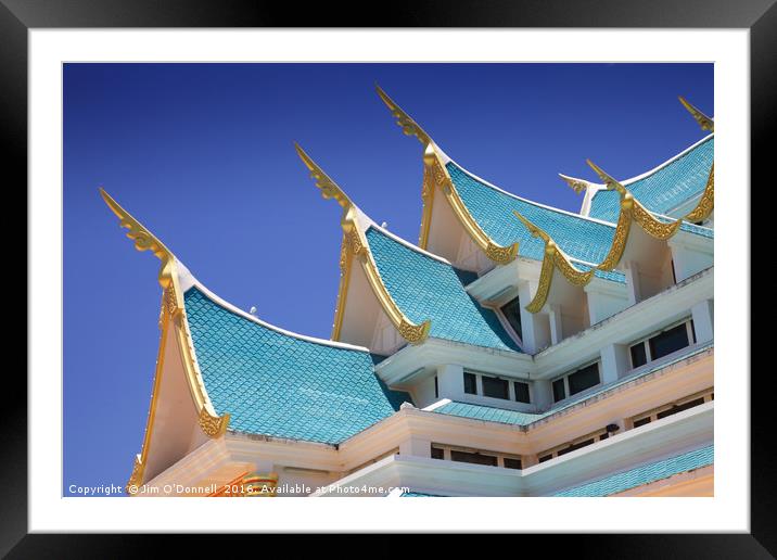The roof of Wat Pa Phu kon  Framed Mounted Print by Jim O'Donnell