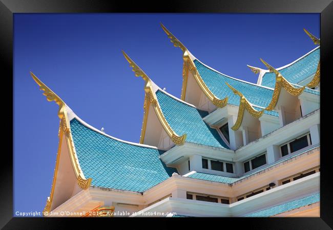 The roof of Wat Pa Phu kon  Framed Print by Jim O'Donnell