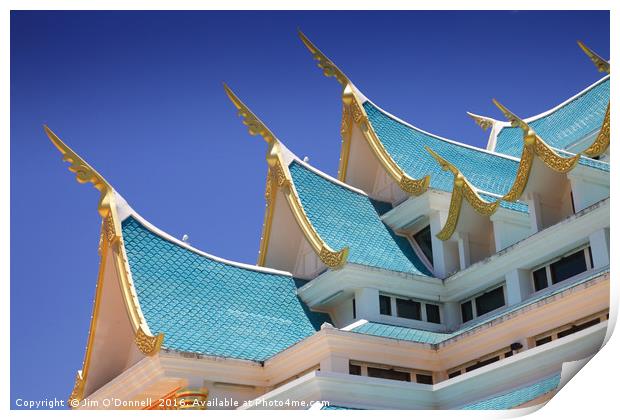 The roof of Wat Pa Phu kon  Print by Jim O'Donnell