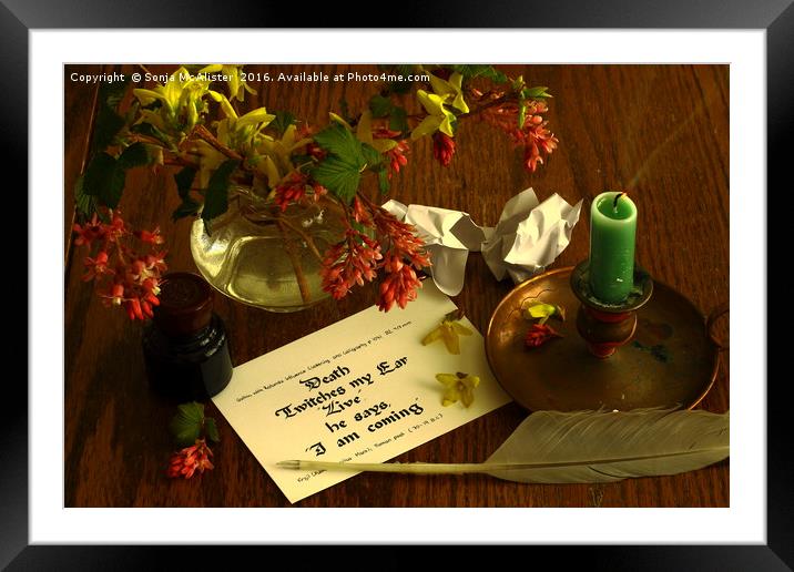 Calligraphy Still Life - Death II Framed Mounted Print by Sonja McAlister