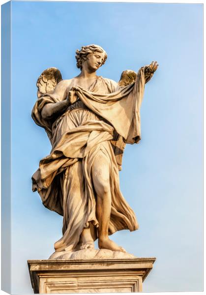 Angel Statue in Rome Canvas Print by Antony McAulay
