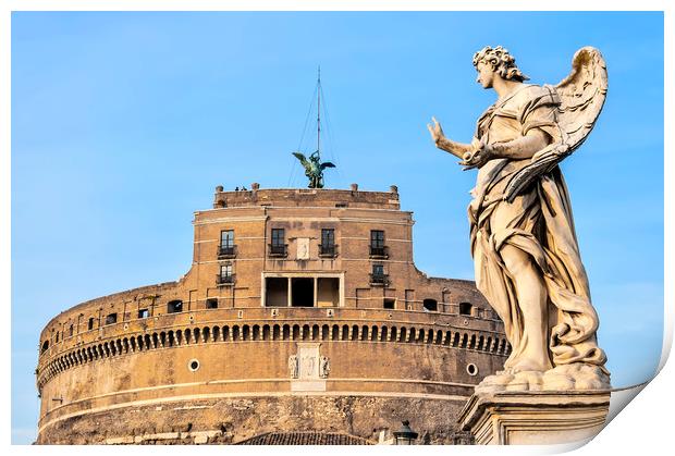Rome Angel Statue at the Castel Sant Angelo Print by Antony McAulay