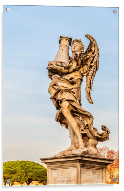 Rome Angel Statue on Bridge Acrylic by Antony McAulay