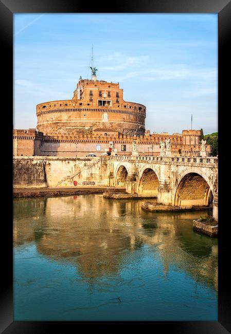 Rome Castel Sant Angelo by the tiber Framed Print by Antony McAulay