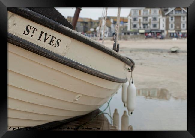 St Ives Boat Framed Print by Peter Towle