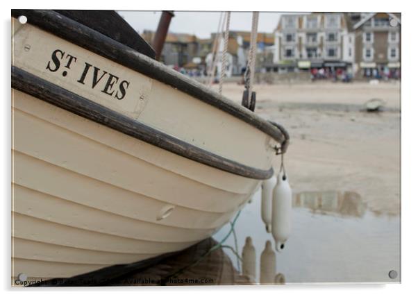 St Ives Boat Acrylic by Peter Towle