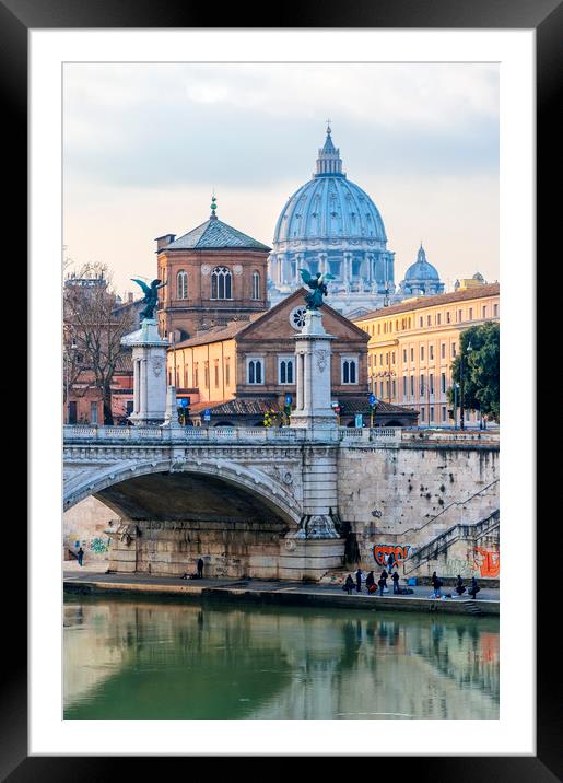 Rome Saint Peters Basilica from the tiber Framed Mounted Print by Antony McAulay