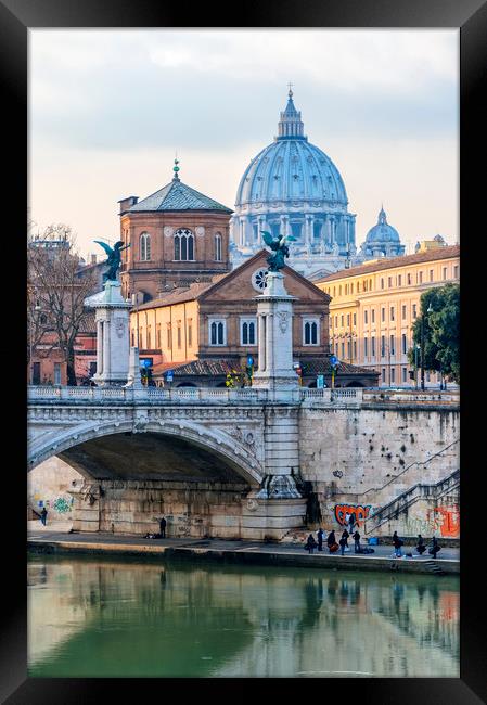 Rome Saint Peters Basilica from the tiber Framed Print by Antony McAulay