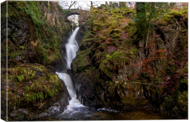 Long Exposure of Aira Force in the Lake District. Canvas Print by Pete Watson