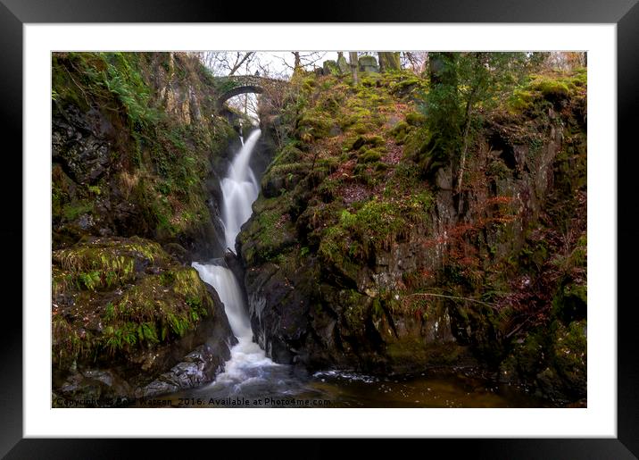 Long Exposure of Aira Force in the Lake District. Framed Mounted Print by Pete Watson