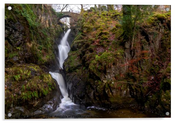 Long Exposure of Aira Force in the Lake District. Acrylic by Pete Watson