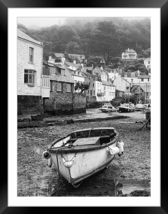 Polperro harbour, Cornwall Framed Mounted Print by Peter Towle