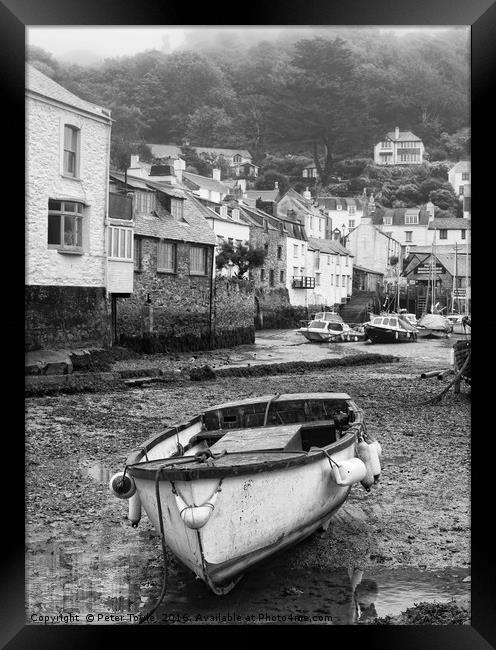 Polperro harbour, Cornwall Framed Print by Peter Towle