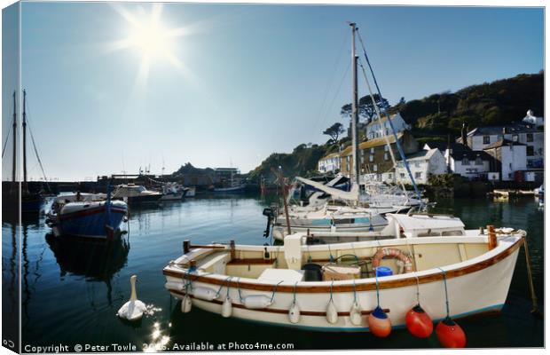 Polperro harbour, Cornwall  Canvas Print by Peter Towle