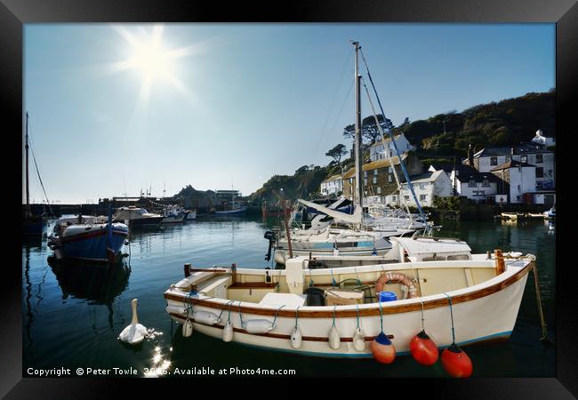 Polperro harbour, Cornwall  Framed Print by Peter Towle