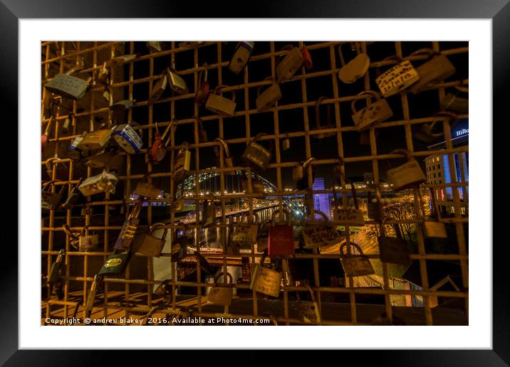 Newcastle Love Locks Framed Mounted Print by andrew blakey