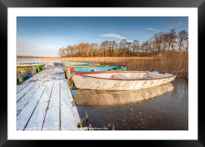 Moored at Filby Broad Framed Mounted Print by Stephen Mole