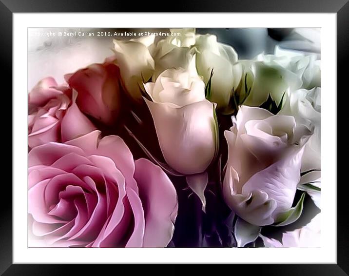 Enchanting English Rose Bouquet Framed Mounted Print by Beryl Curran