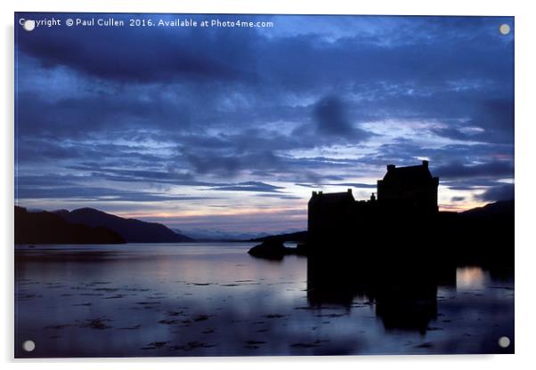 Eilean Donan Castle over Loch Duich. Acrylic by Paul Cullen