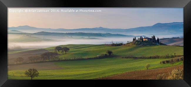 Tuscan Dawn Pano Framed Print by Brian Jannsen