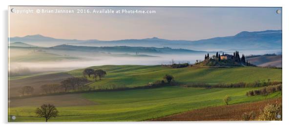Tuscan Dawn Pano Acrylic by Brian Jannsen