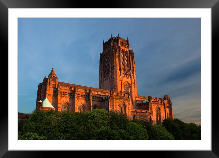 LIVERPOOL ANGLICAN CATHEDRAL IN GARDENS Framed Mounted Print by John Hickey-Fry