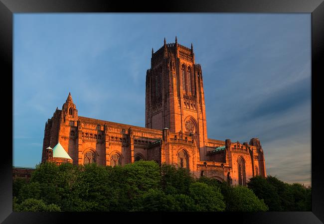 LIVERPOOL ANGLICAN CATHEDRAL IN GARDENS Framed Print by John Hickey-Fry