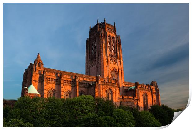 LIVERPOOL ANGLICAN CATHEDRAL IN GARDENS Print by John Hickey-Fry