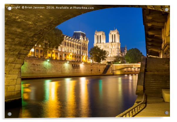 Notre Dame Twilight Acrylic by Brian Jannsen