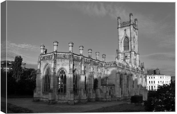 LIVERPOOL BOMBED OUT CHURCH BLACK AND WHITE Canvas Print by John Hickey-Fry