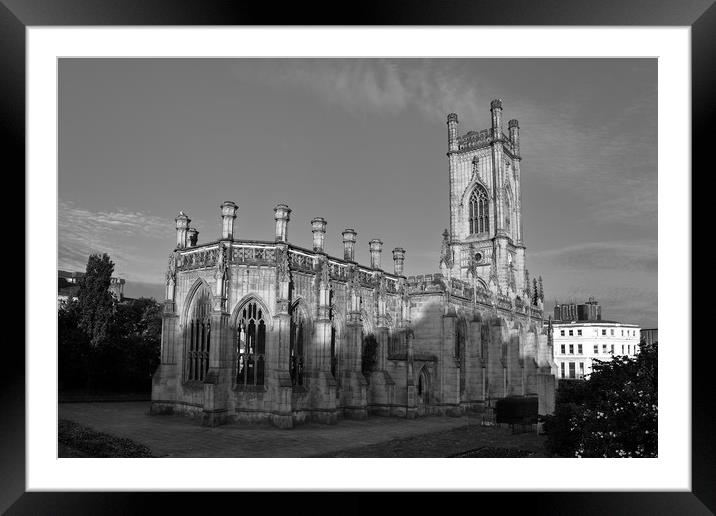 LIVERPOOL BOMBED OUT CHURCH BLACK AND WHITE Framed Mounted Print by John Hickey-Fry