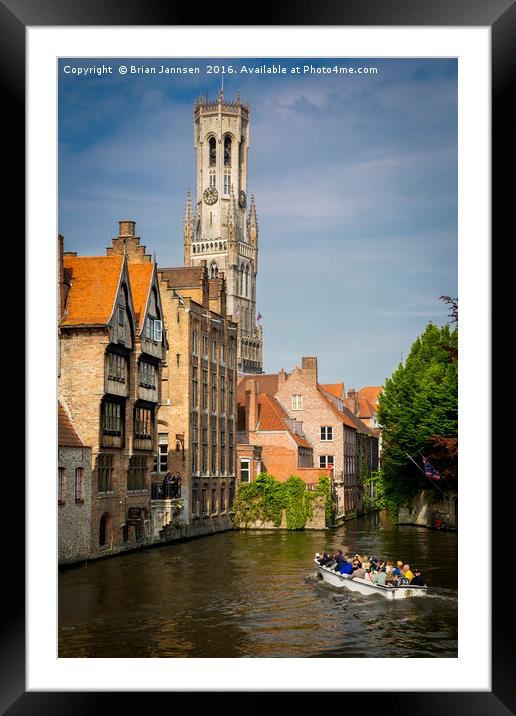 Bruges Canal Boat Framed Mounted Print by Brian Jannsen