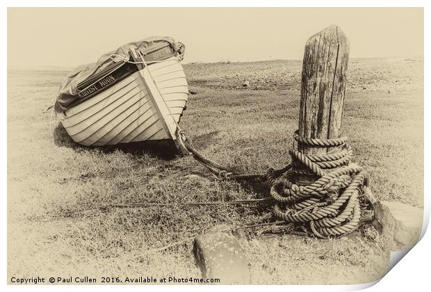 Boat at Porlock Weir. Print by Paul Cullen