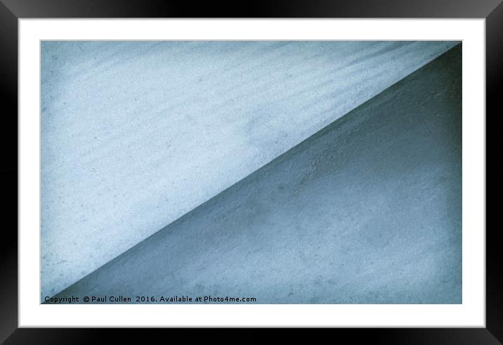 Abstract diagonal in blue-grey. Framed Mounted Print by Paul Cullen