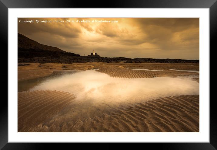 Mumbles lighthouse and Bracelet Bay Framed Mounted Print by Leighton Collins